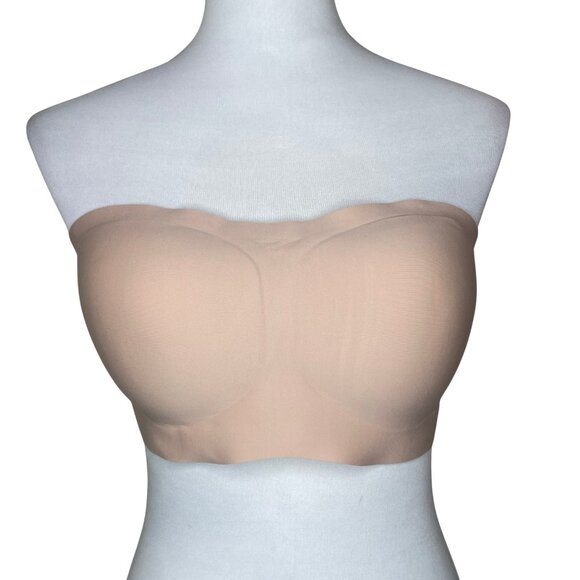 NWT OEAK Strapless Bandeau Bra Large L Nude Wireless Non-Slip Push Up Seamless - Picture 2 of 11
